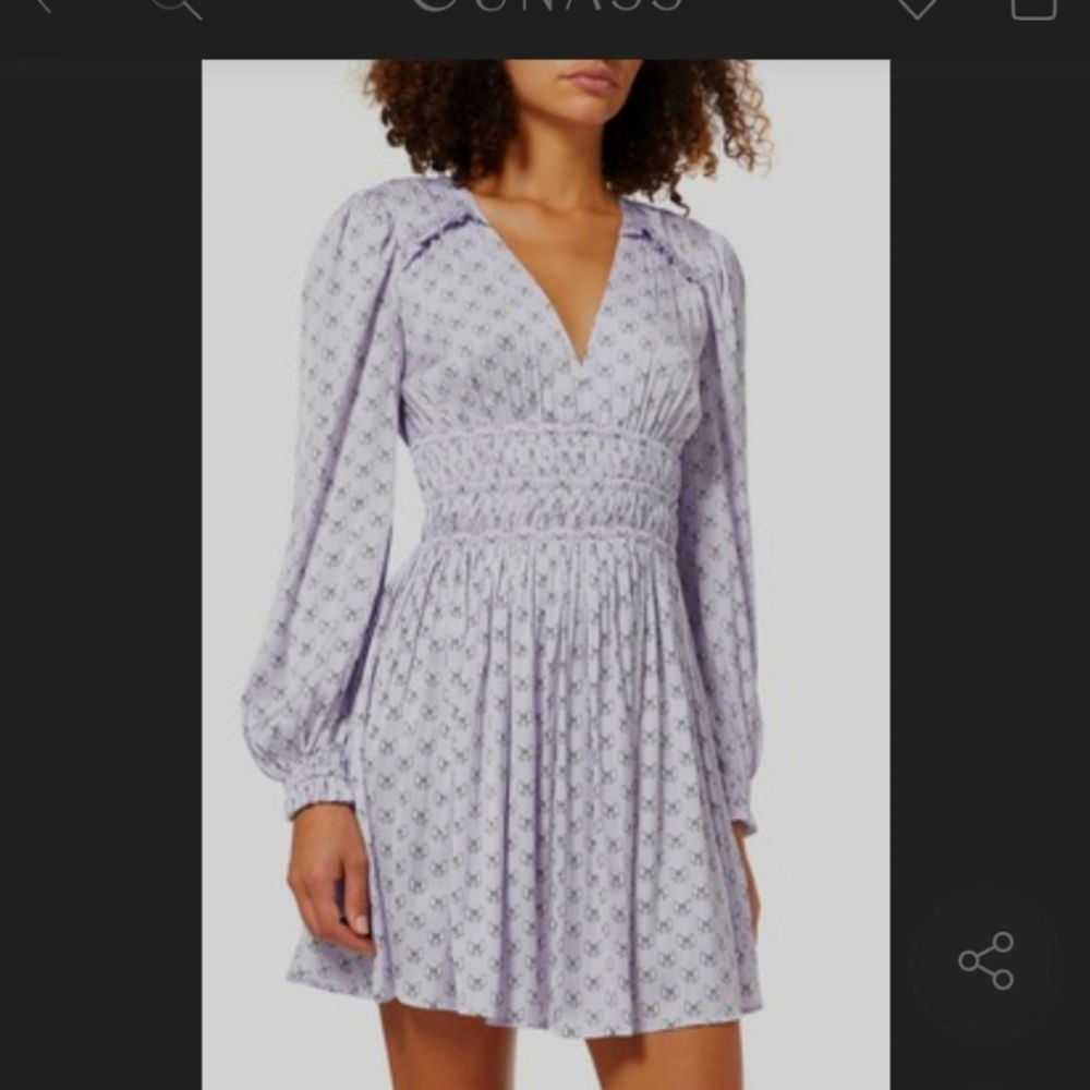 MAJE SATIN RIANNE ECRU DRESS WITH RUFFLES